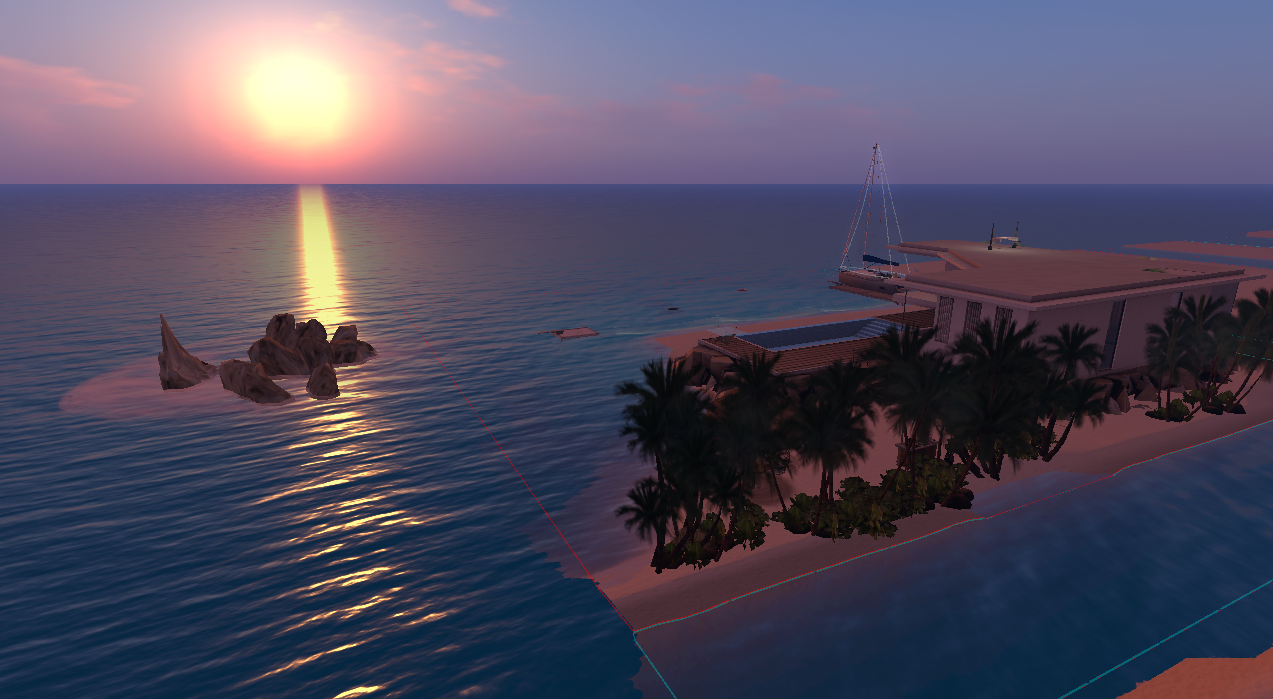 Second Life private region ocean sunset